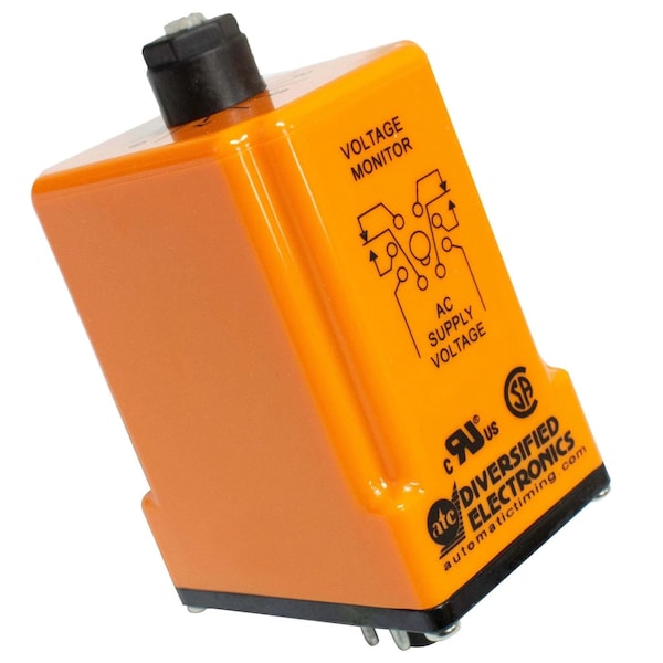 Single Phase Under Voltage MonitorRelay, Fixed Adjustment, 120VAC